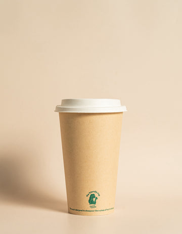 Home Compostable Coffee Cups 16oz 1 Colour Design (Single Wall)