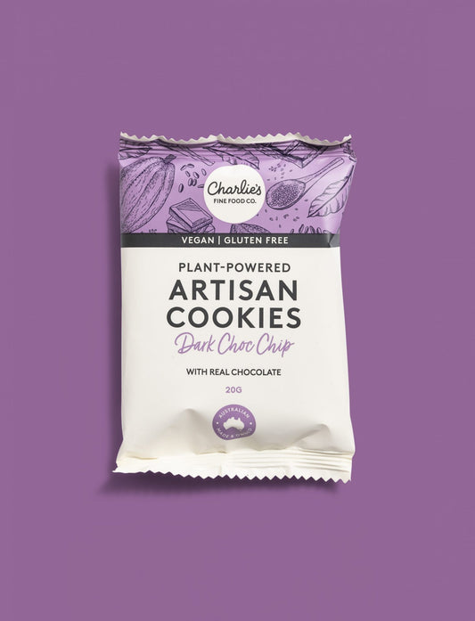 Plant-Powered Dark Chocolate Chip Artisan Cookies — Vegan/Gluten Free 20g Individually Wrapped