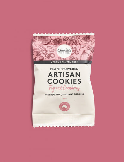 Plant-Powered Fig and Cranberry Artisan Cookies — Vegan/Gluten Free 20g Individually Wrapped (10 pieces)