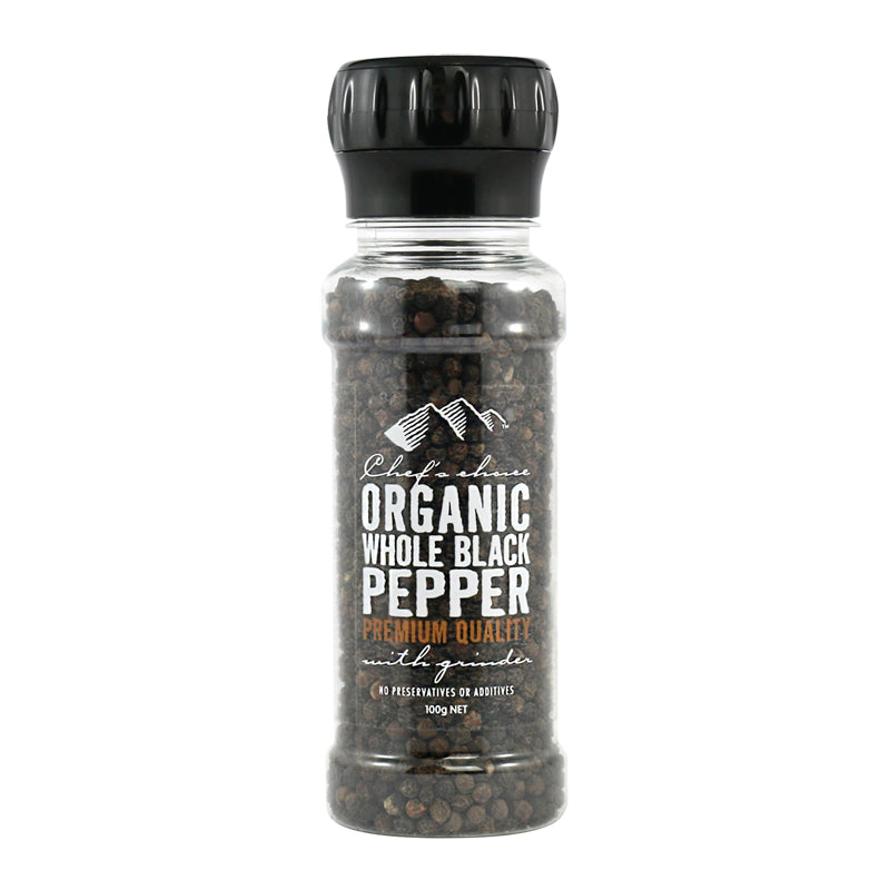 Chef's Choice Organic Whole Black Pepper Grinder (100g)