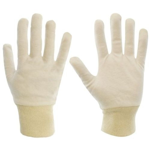 Allcare Glove Cotton Interlock Knit Cuff White - PK of 12