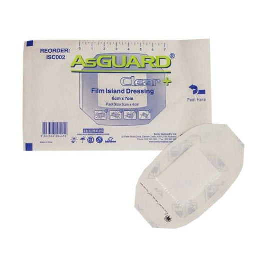 Sentry Medical Asguard Clear+ Film Island Dressing, Sterile - BX of 50