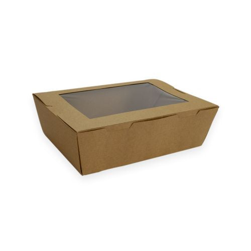 Sustain Paper Lunch Box PLA Window Kraft Brown Large - CT/200